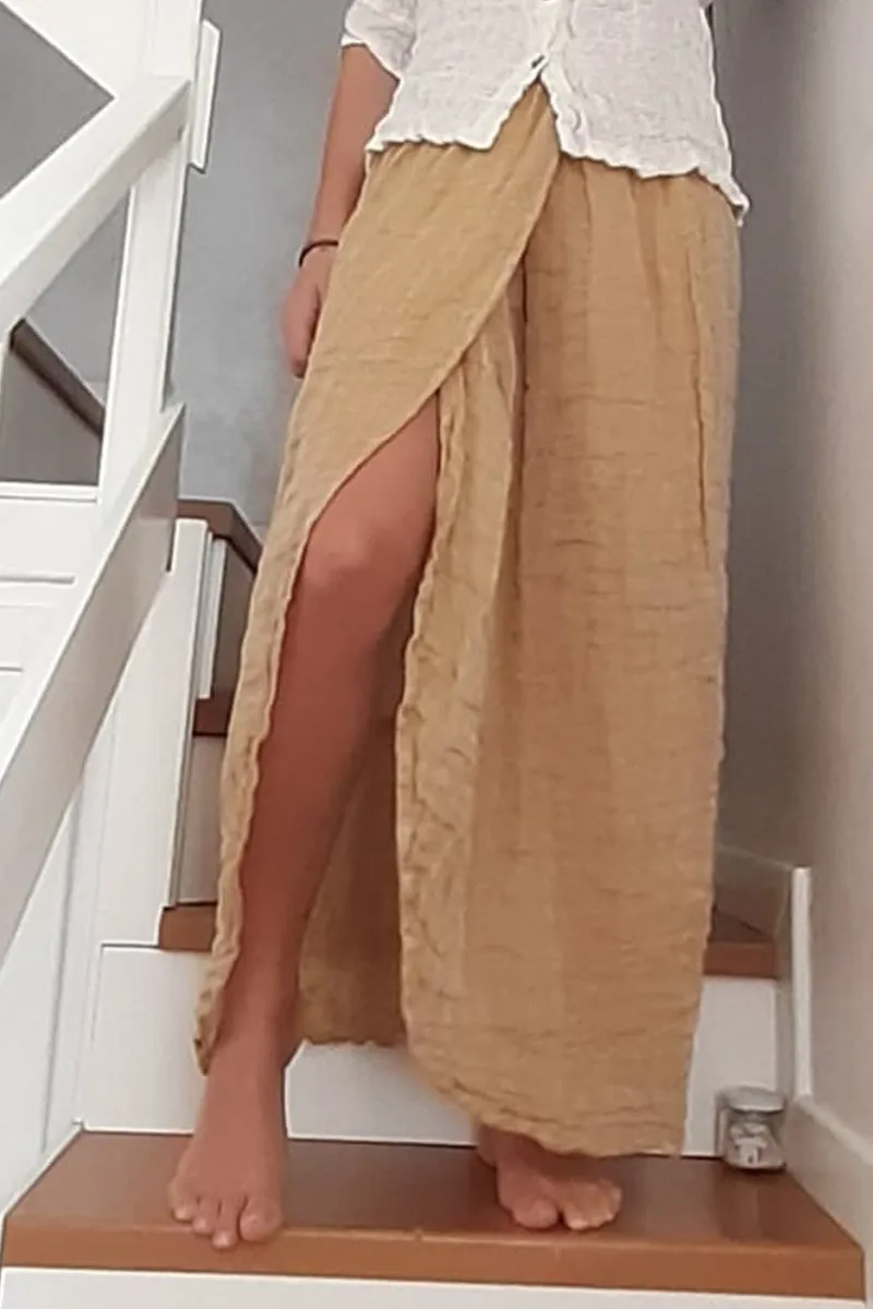 Pure Linen Positano Long Wrap Skirt available in multiple colors