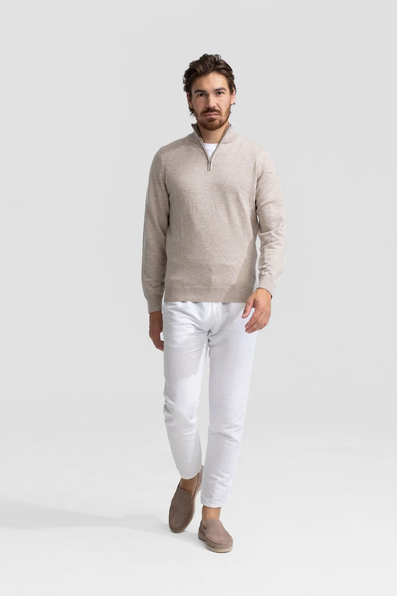 Quarter-zip Beige Sweater