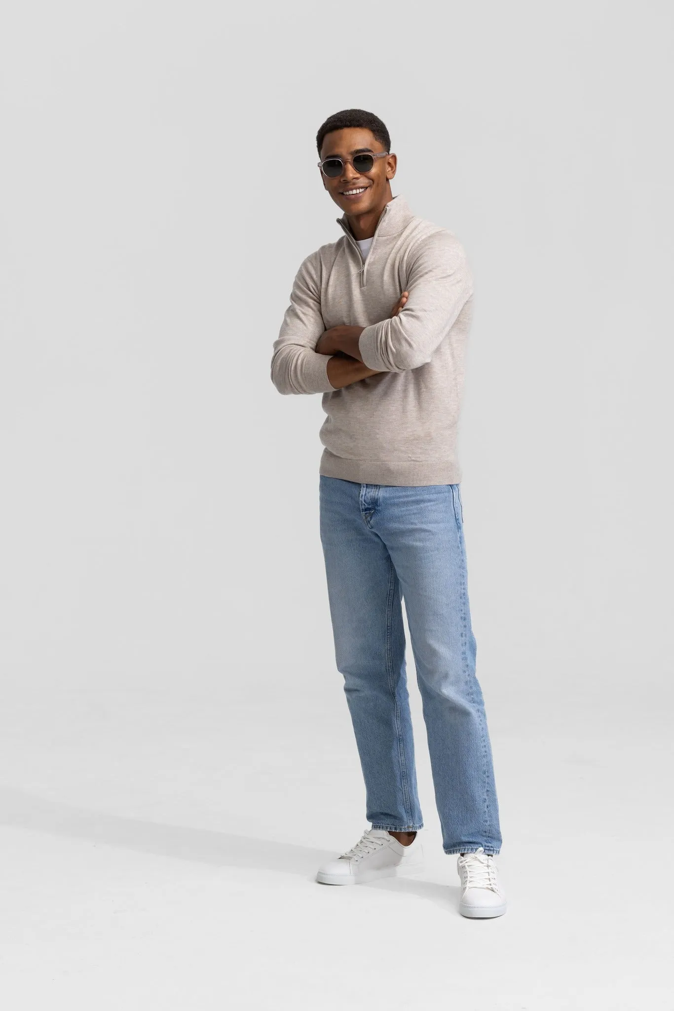 Quarter-zip Beige Sweater