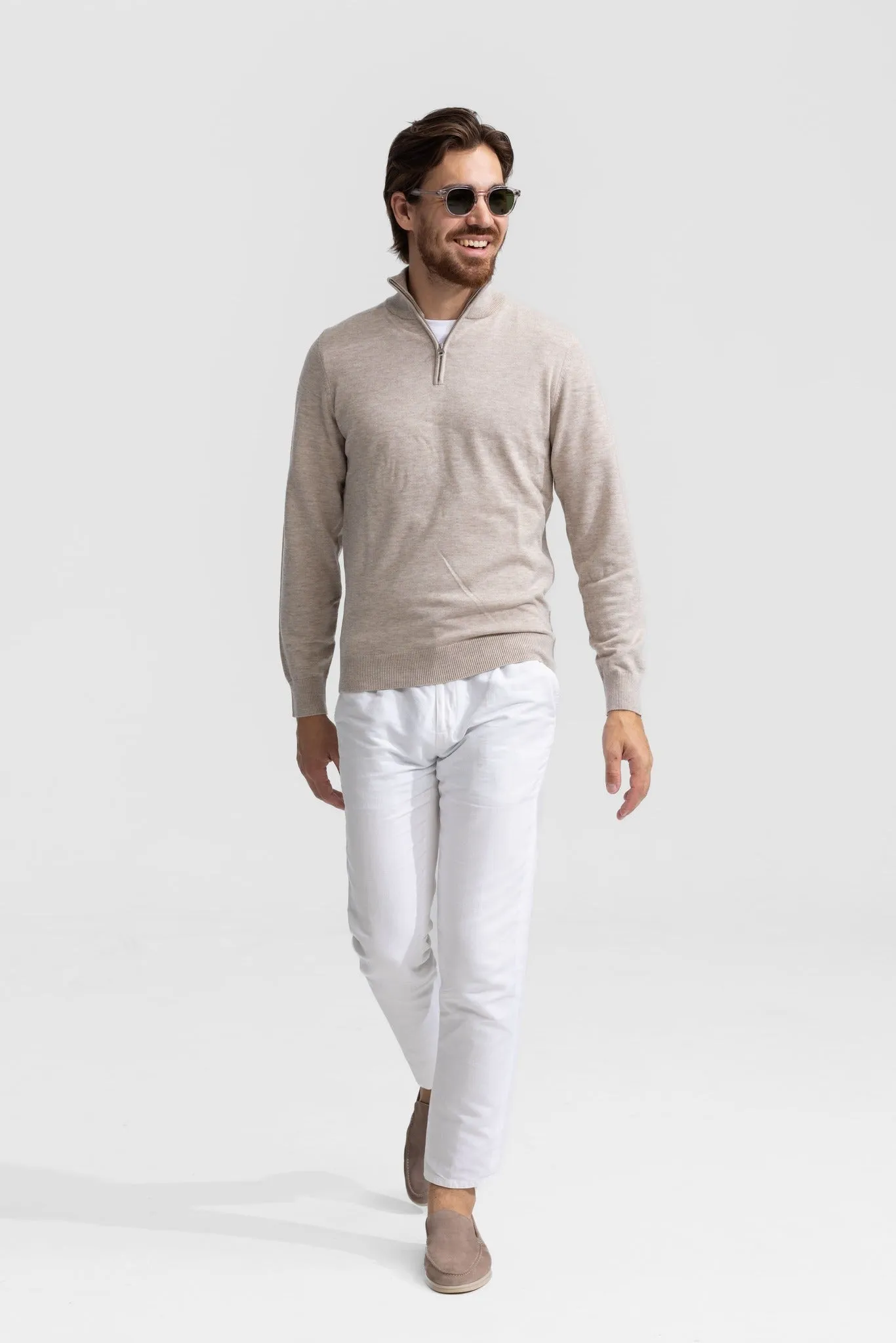 Quarter-zip Beige Sweater