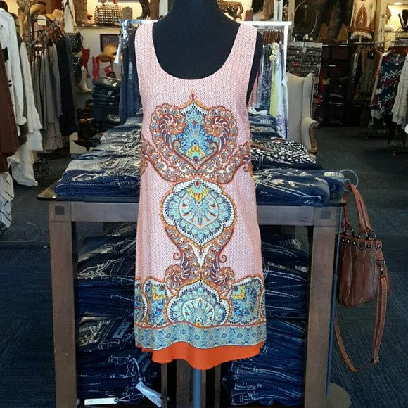 Renee C. | Orange and Cream Floral Mini Dress