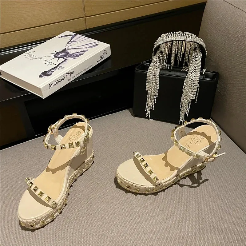 Rivet Glam Ankle Strap Sandals