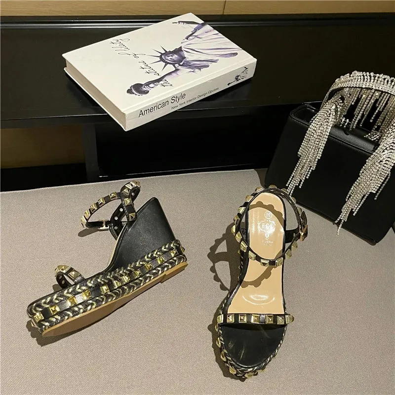 Rivet Glam Ankle Strap Sandals