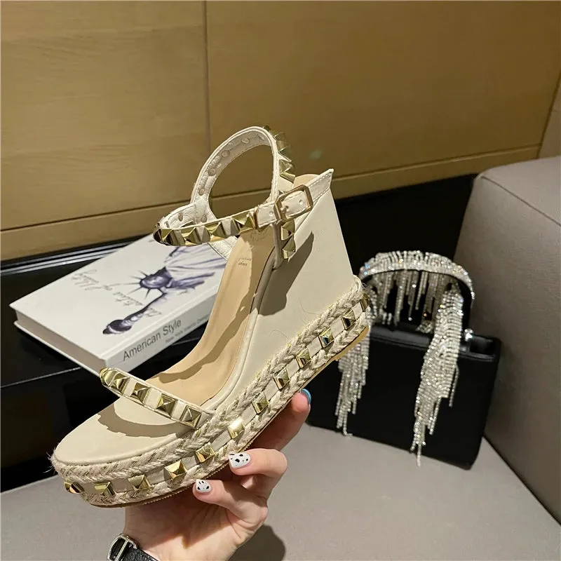 Rivet Glam Ankle Strap Sandals