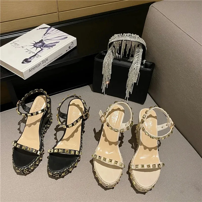 Rivet Glam Ankle Strap Sandals