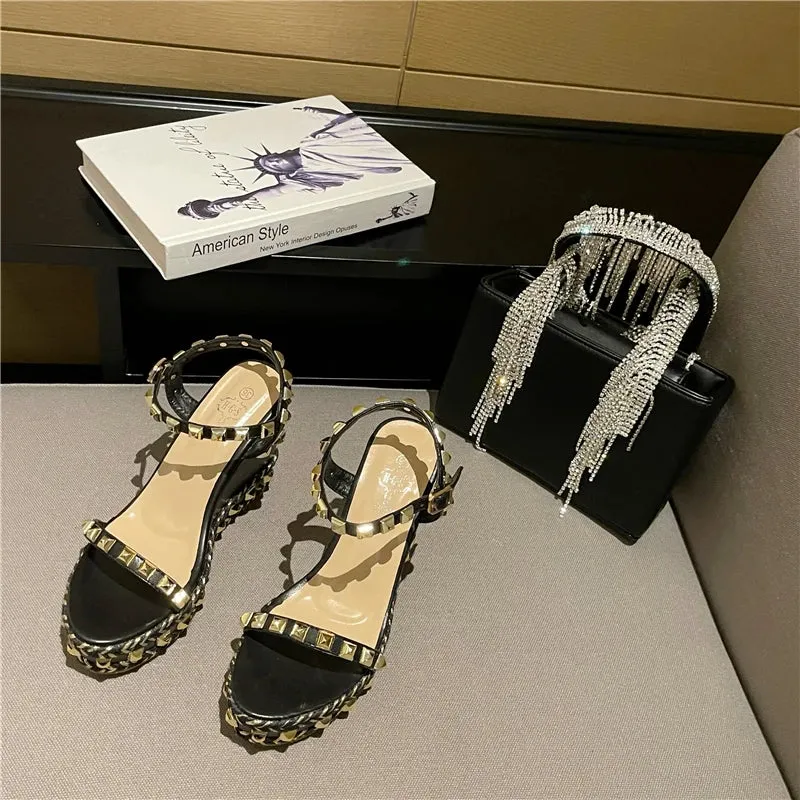 Rivet Glam Ankle Strap Sandals