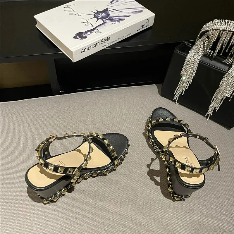Rivet Glam Ankle Strap Sandals