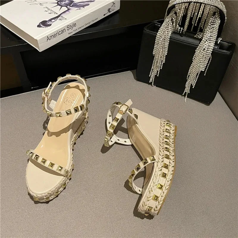 Rivet Glam Ankle Strap Sandals