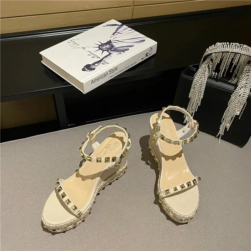 Rivet Glam Ankle Strap Sandals