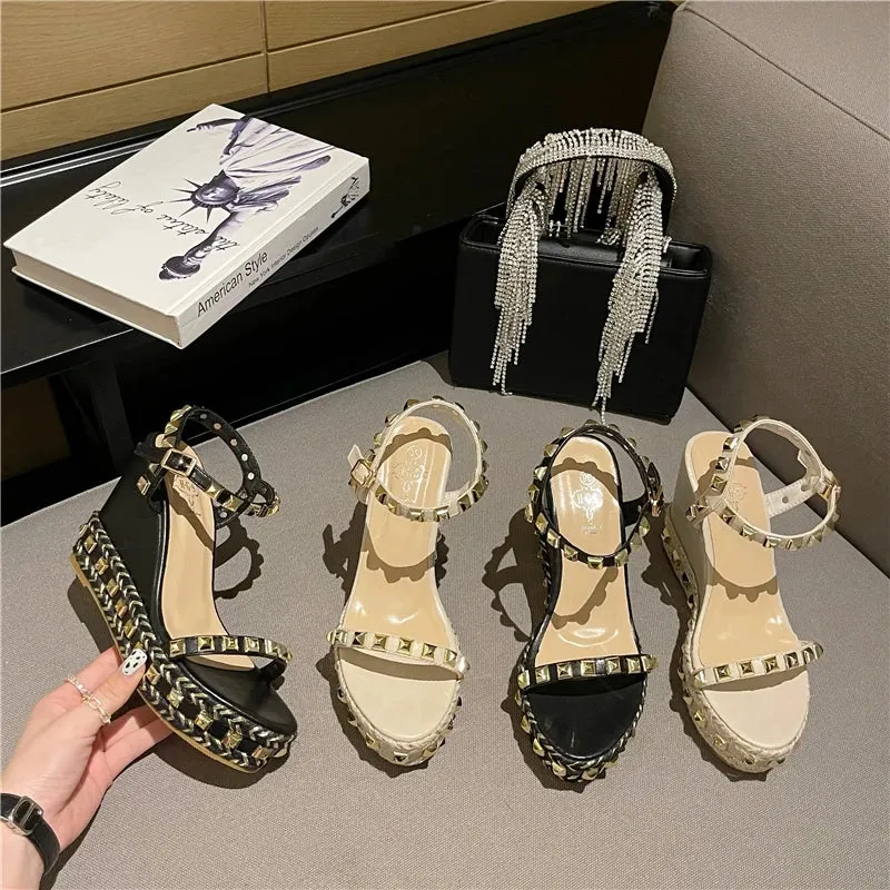 Rivet Glam Ankle Strap Sandals