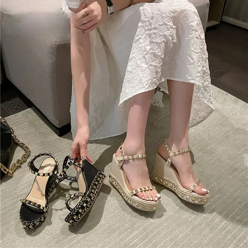 Rivet Glam Ankle Strap Sandals