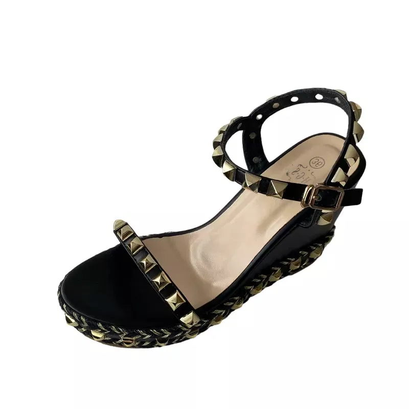 Rivet Glam Ankle Strap Sandals