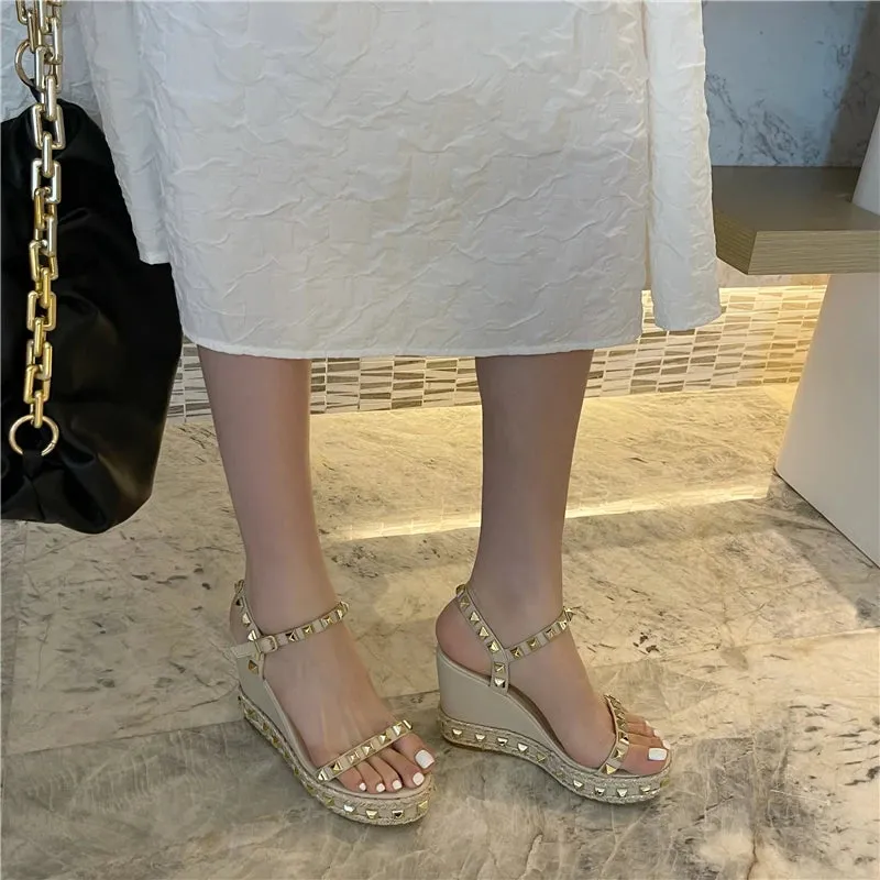 Rivet Glam Ankle Strap Sandals