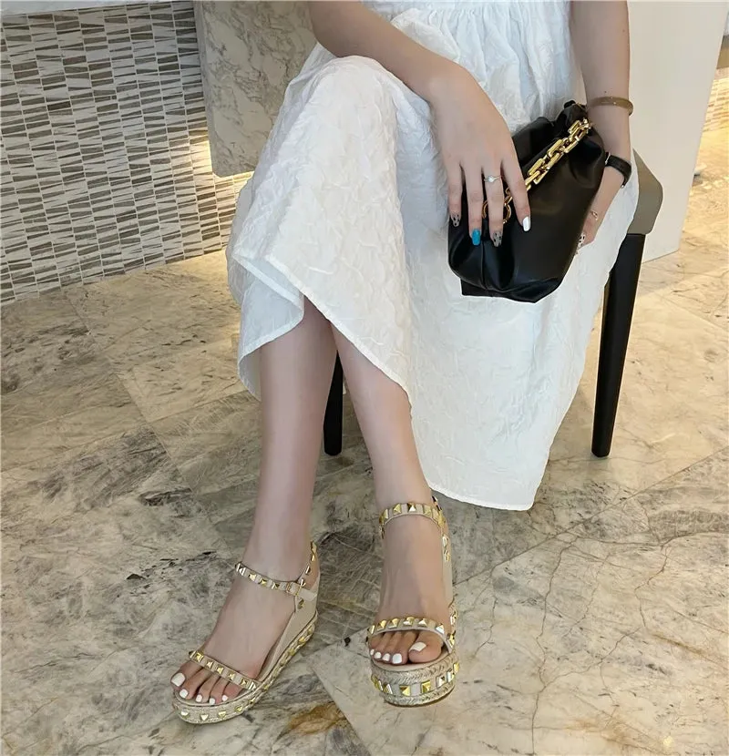 Rivet Glam Ankle Strap Sandals