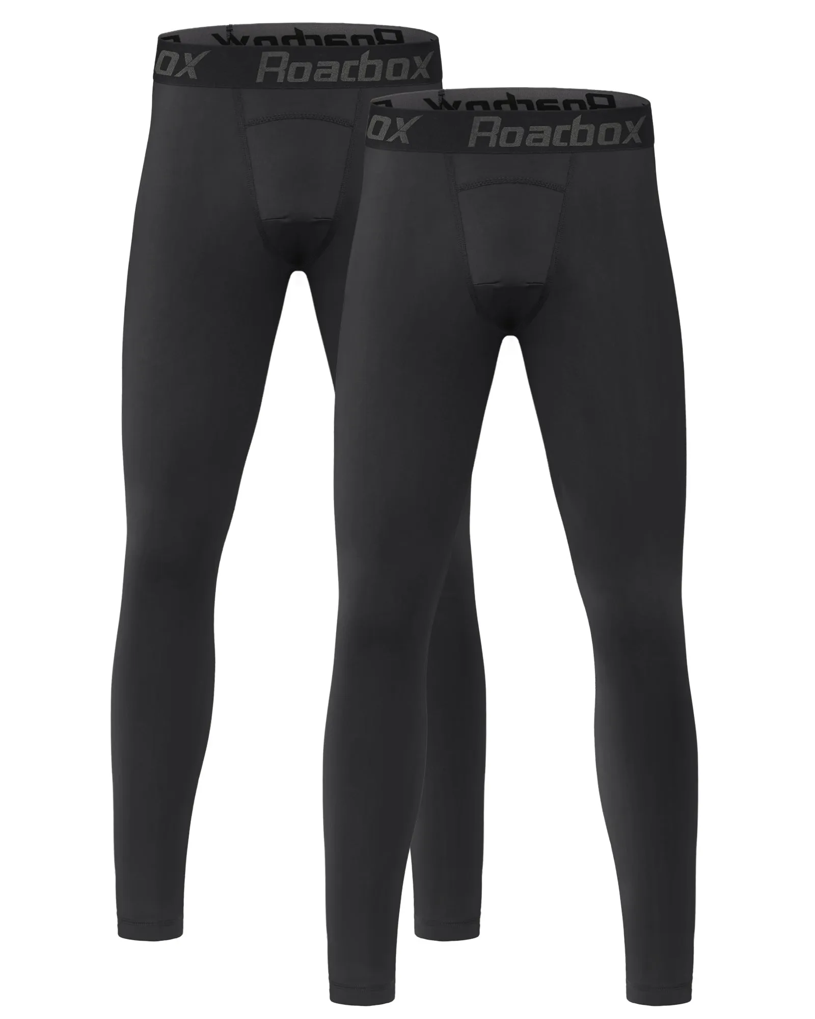 Roadbox 2 Pack Boys Compression Pants Base Layer Underwear Youth Quick Dry Spandex Tights Leggings for Running Football Basketball