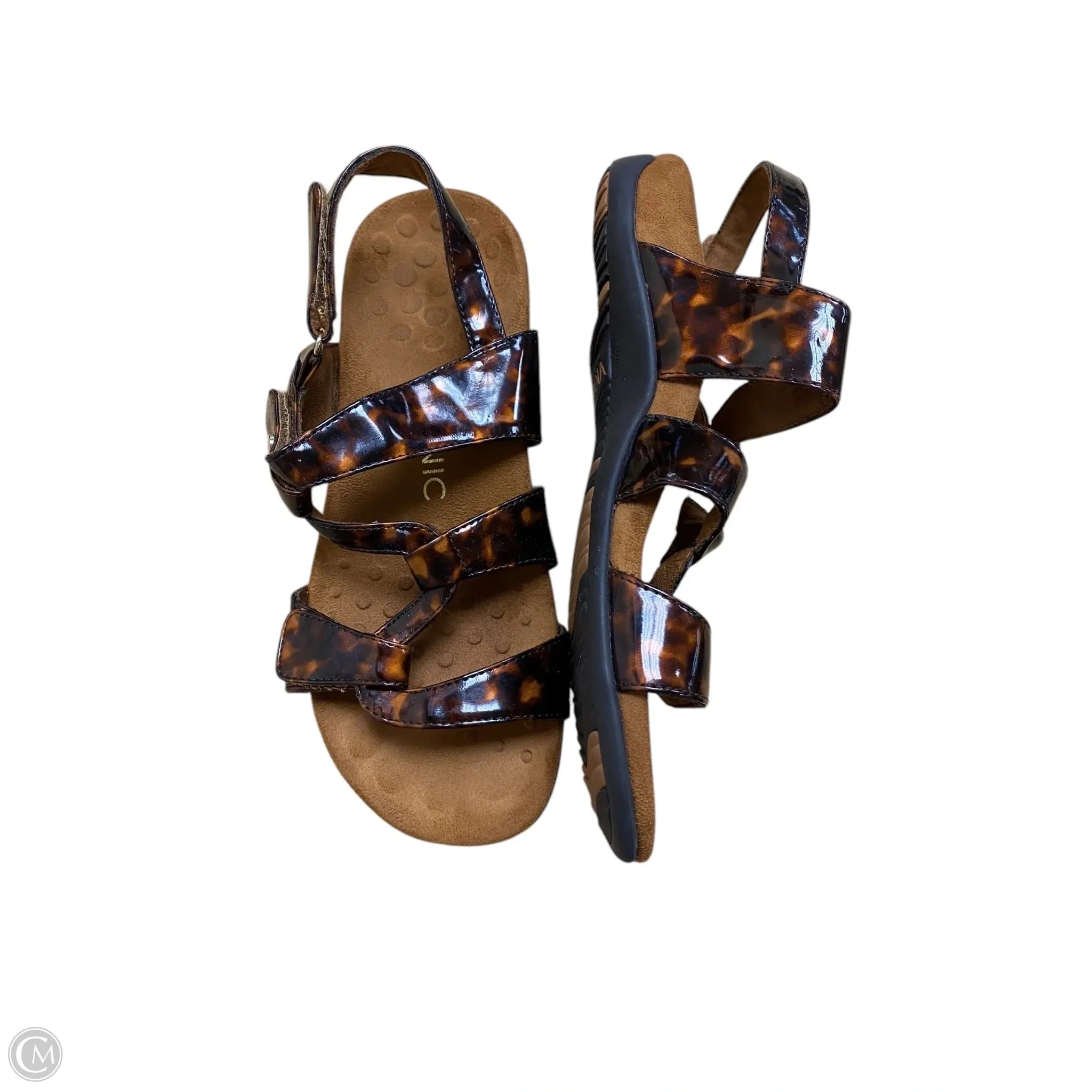 Sandals Flats By Vionic In Tortoise Shell Print, Size: 8