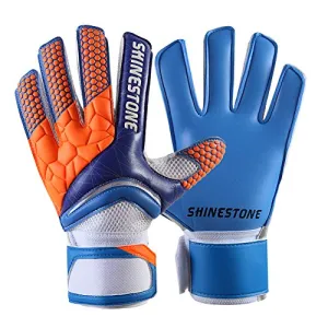 SHINESTONE Goalkeeper Goalie Gloves, Youth Adult Kids Soccer Football Goalkeeper Goalie Gloves with Strong Grip and Finger Protection to Prevent Injuries(Blue,Child Size 7)
