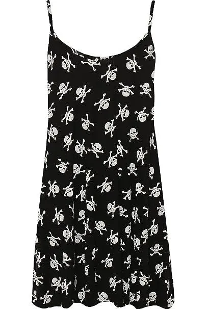 Skull Bones Print Strappy Dress Vest Top