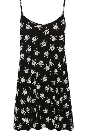 Skull Bones Print Strappy Dress Vest Top