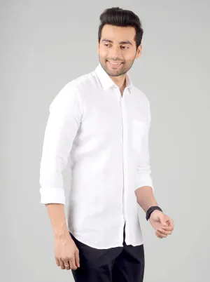 Snow White Solid Slim Fit Casual Shirt | JadeBlue