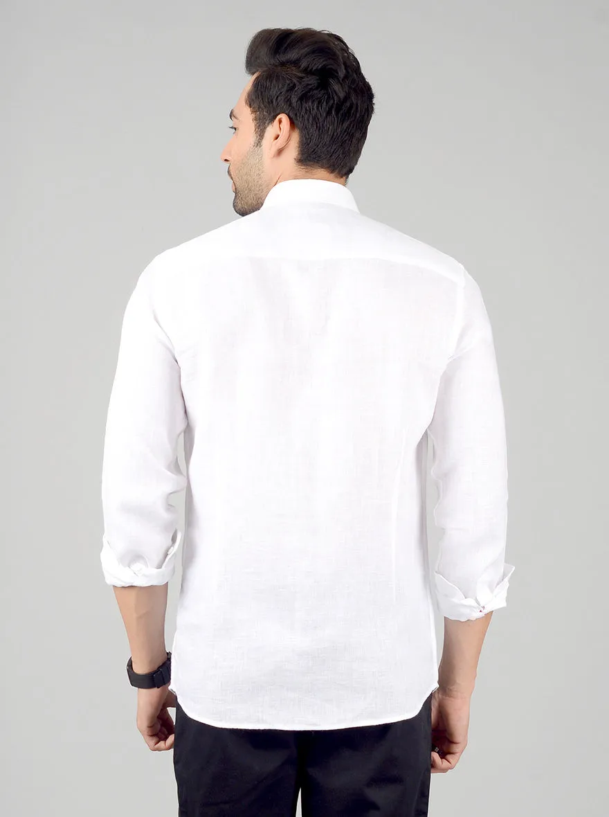 Snow White Solid Slim Fit Casual Shirt | JadeBlue