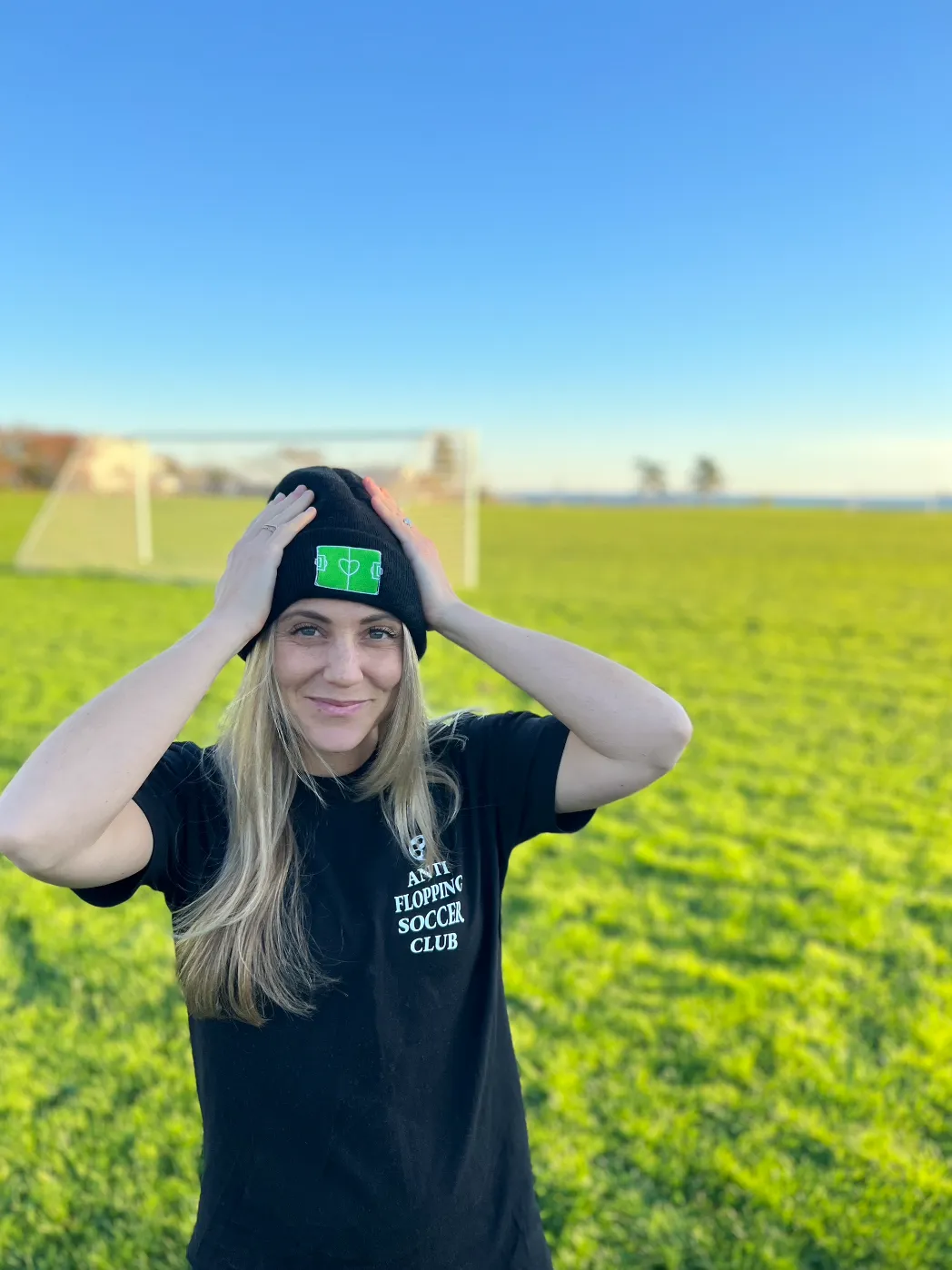 Soccer Love Field Embroidered Beanie