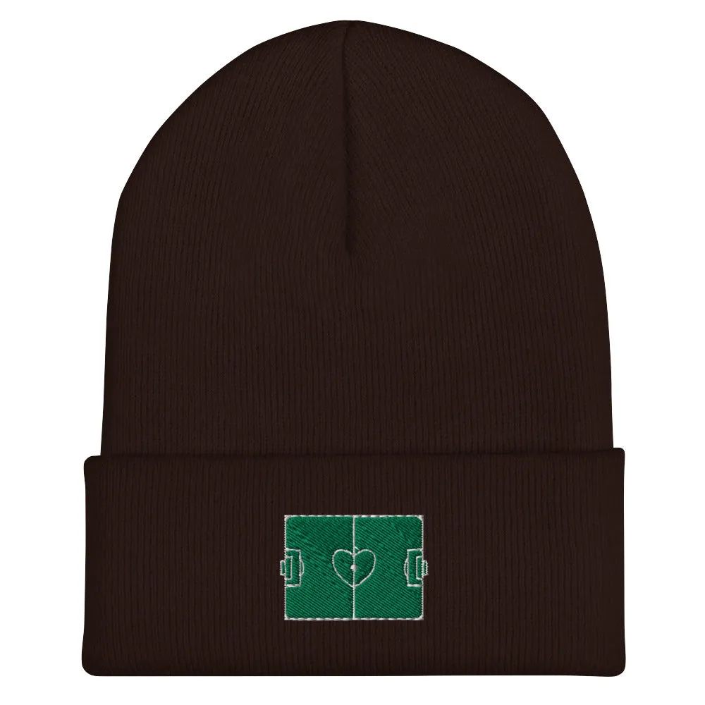 Soccer Love Field Embroidered Beanie