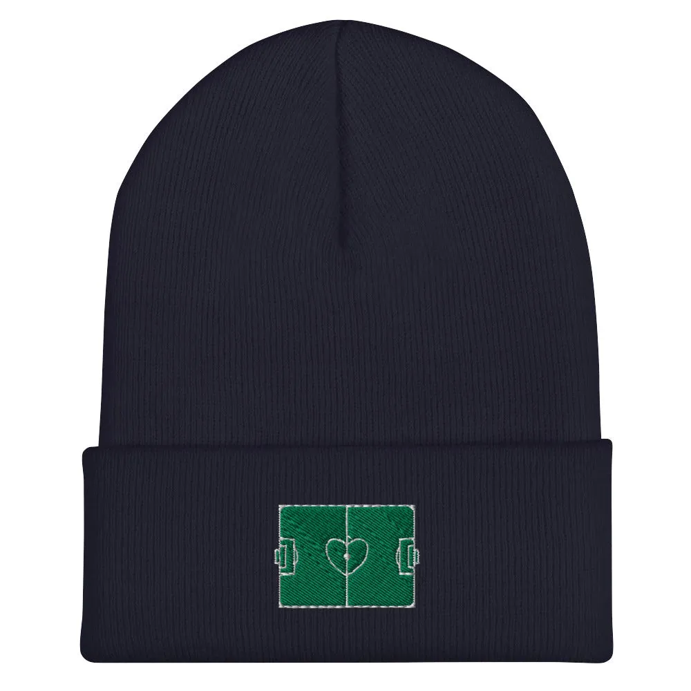 Soccer Love Field Embroidered Beanie