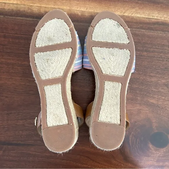 Talbots Pamela Twist Espadrille Wedge Sandals Biscayne Blue Stripe Size 9.5