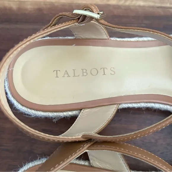 Talbots Pamela Twist Espadrille Wedge Sandals Biscayne Blue Stripe Size 9.5