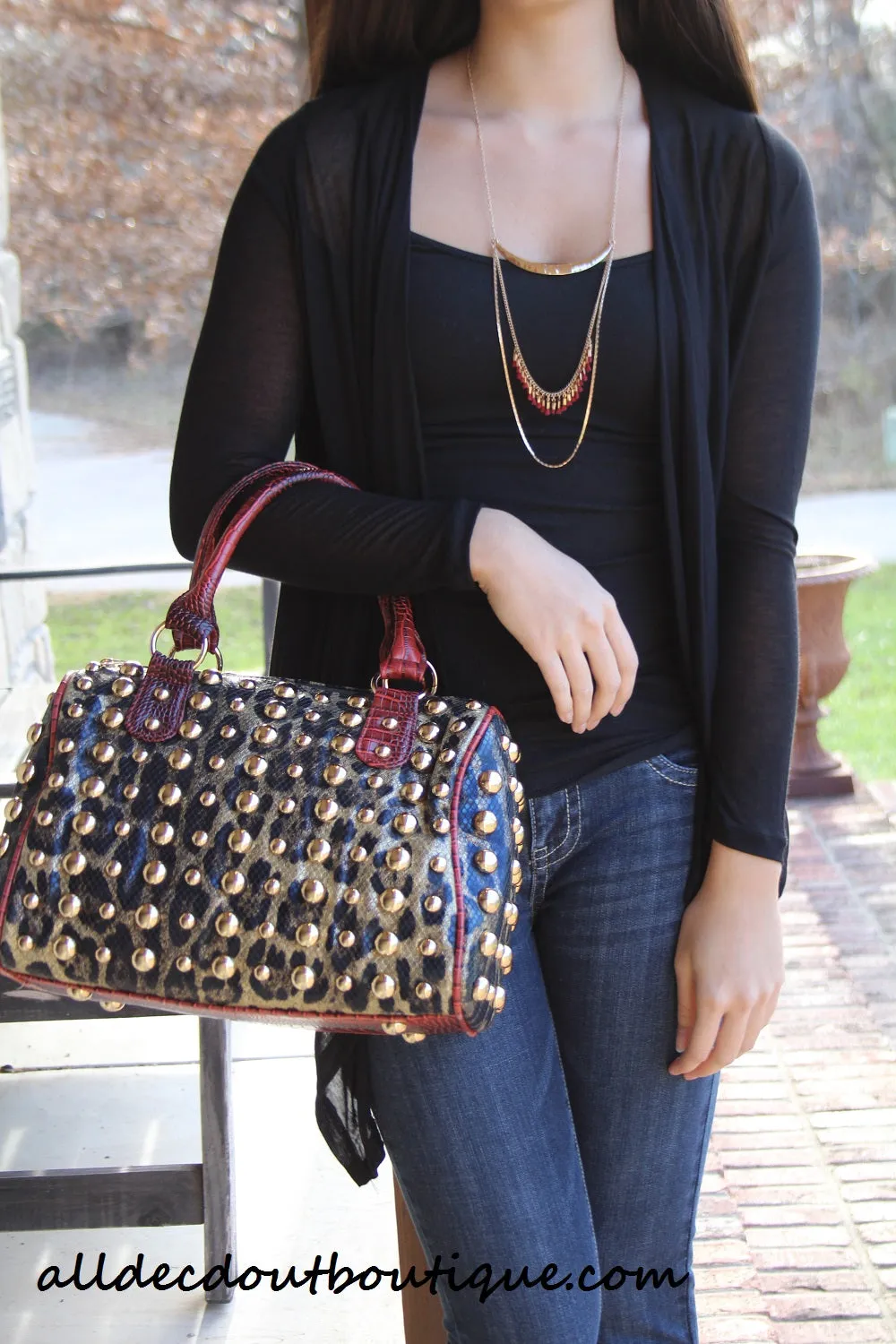 Timing | Cardigan with Leather Back Black