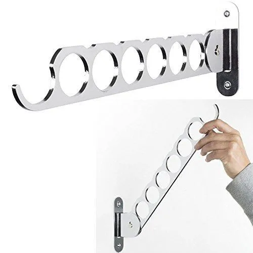 Wallniture Costa Wardrobe Organizer Wall Mounted Clothes Bar - Hanger Holder Organizer - Steel Black 14.5 Inch (Chrome)