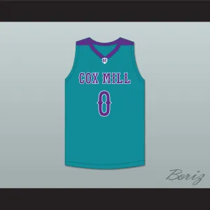 Wendell Moore Jr 0 Cox Mill High School Chargers Teal Basketball Jersey 1