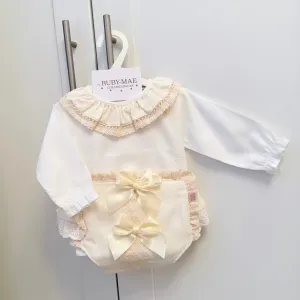 White Blouse With Matching Lemon Bloomers - Ella