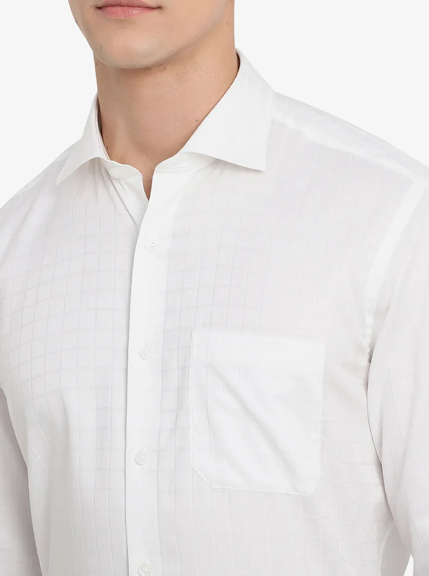 White Checked Regular Fit Formal Shirt | JadeBlue
