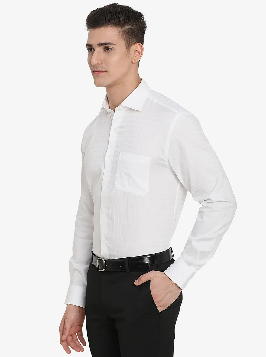 White Checked Regular Fit Formal Shirt | JadeBlue