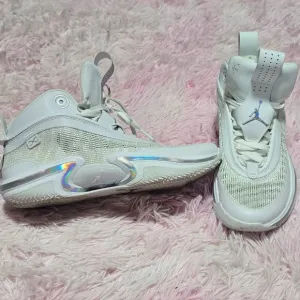 White Jordan metallic chrome shoes