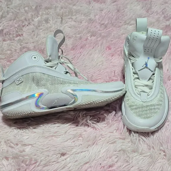 White Jordan metallic chrome shoes