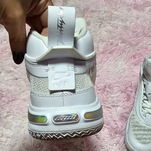 White Jordan metallic chrome shoes