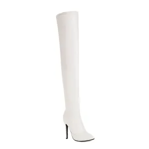 White Matte Women's Closed Toe Boots