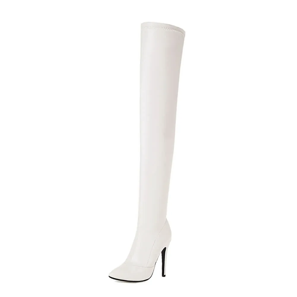 White Matte Women's Closed Toe Boots
