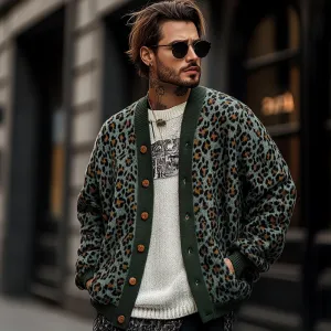Xander - Men's Vintage Leopard Single Breasted Cardigan