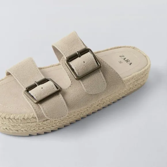 ZARA KIDS JUTE LEATHER SANDALS